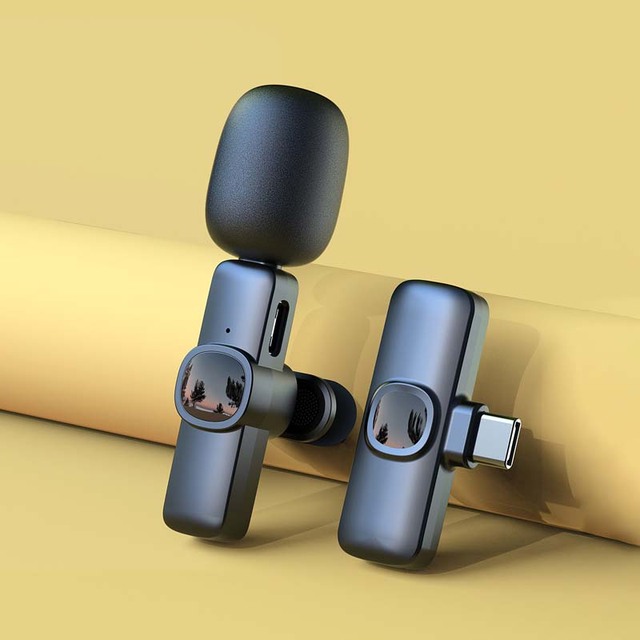J1 Wireless Lavalier Microphone Dual Transmitters Clip-On Mic for TikTok Live Streaming Video Recording