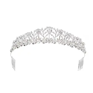 Frauen Zirkon Tiara Blumen kronen Legierung Hochzeit Großhandel Günstige Braut Tiara Krone