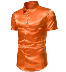 Chemise pour homme à paillettes et sequins, manches courtes, brillante, pour soirée disco, costume de scène, robe de danse dorée, mode, sequins - Product Image 3