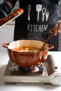 Nouvelle conception d'usine, marmite en fonte émaillée en forme de citrouille 22/24CM, pot à soupe mijotée, cocotte, ustensile de cuisson - Product Image 6