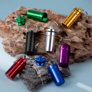 Portapillole Piccolo e Portatile con Portachiavi, Impermeabile, in Alluminio, Mini Contenitore Metallico per Medicinali da Tasca - Product Image 1
