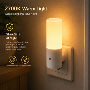 Luces nocturnas LED mini para enchufar, 2700k blanco cálido, con sensor de encendido/apagado automático, no regulables, para dormitorio. - Product Image 1
