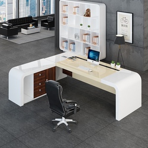 Table d'ordinateur de bureau Secrétaire en bois avec tiroirs CEO Table de travail en marbre acrylique - Product Image 3