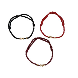 สร้อยข้อมือเชือกถักสีแดงดำสีไวน์แดงประดับลูกปัดทองคำ ของขวัญสำหรับทุกเพศในวันวาเลนไทน์และปีงู - Product Image 4