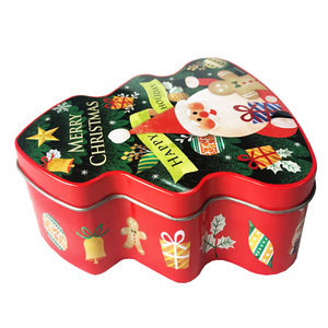 Wholesale high quality beautiful cute tree shape custom printed Christmas metal tin box