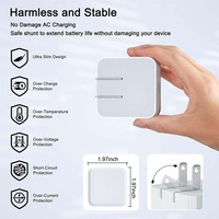 Chargeur USB-C PD 40W avec prise US, adaptateur mural rapide 60W max, chargeur de voyage super rapide AVS DPS Type C pour iPhone 17 Air/17 Pro Max