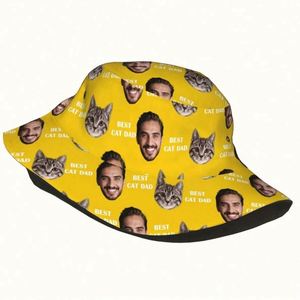 Chapeau Bob Personnalisé avec Photo et Visage Amusant, Motif Chat à Large Bord, Respirant, Toutes Saisons, Cadeau d'Extérieur, Motif Dessin Animé - Product Image 2