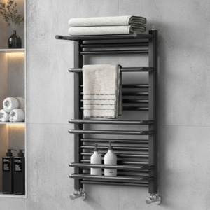 <span class=keywords><strong>Scaldasalviette</strong></span> di Lusso <span class=keywords><strong>Nero</strong></span> con Mensola, Portasciugamani Riscaldato da Parete per Bagno - Product Image 1