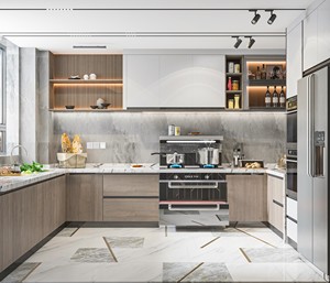 Armoires de cuisine modernes blanches sur mesure gratuites, ensemble de meubles durables avec évier et îlot de cuisine - Product Image 3