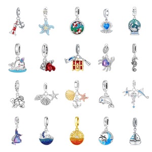 Abalorios de animales marinos estilo océano <span class=keywords><strong>S925</strong></span> <span class=keywords><strong>ALE</strong></span>, estrella de mar, tortuga, medusa, accesorios decorativos colgantes para pulseras de mujer, manualidades DIY - Product Image 1