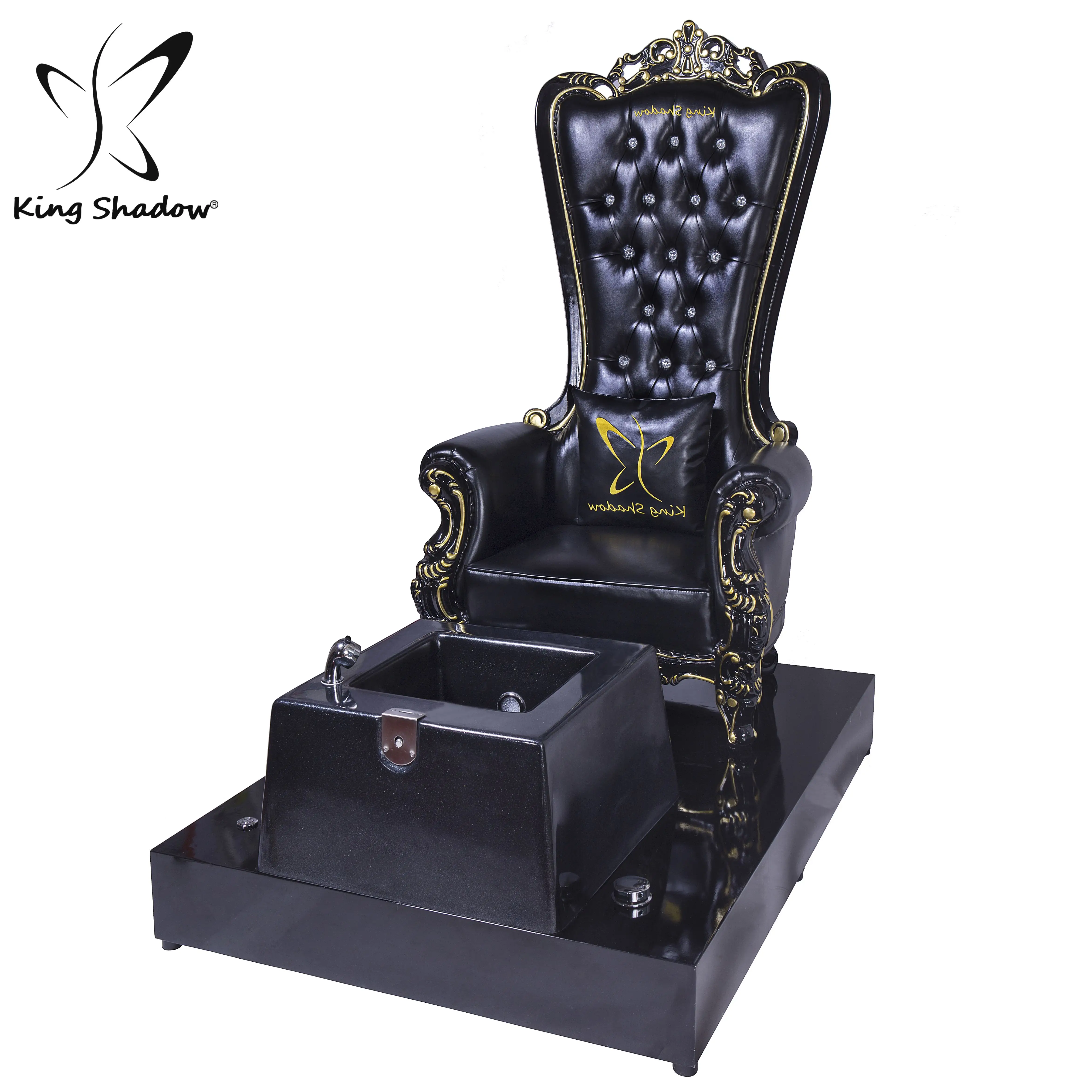 शाही राजा सिंहासन कुर्सी काले पेडीक्योर स्टेशन पैर स्पा पेडीक्योर कुर्सी