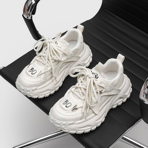 Baskets Chunky Empire pour Hommes, Blanches, en Maille Respirante, à Bout Rond, à Lacets, Chaussures de Sport - Product Image 3