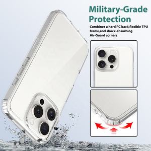 Funda Transparente de Lujo Antiamarilleo y Antigolpes para iPhone 17 16 15 11 12 13 14 Pro Max Plus XS XR 16E, Carcasa Trasera Transparente - Product Image 2