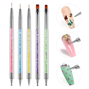 Ensemble de 5 stylos à points pour nail art en cristal, stylos à pulvérisation en nylon colorés, outil de dessin multifonction en plastique pour manucure - Product Image 4