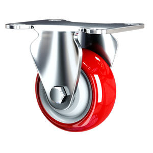 Edelstahl halterung Polyurethan Geräuschlos drehbar drehbar Industrielles Rotlicht-PU-Lenkrad mit Bremse - Product Image 3