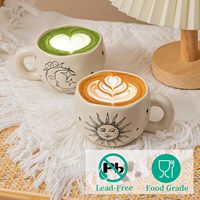 Tasse à café en céramique personnalisée avec logo, motif soleil, lune et étoiles, finition mate, pour la maison, la cuisine, le café, le bureau, les boutiques de cadeaux