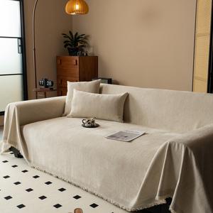 Funda de Sofá de Chenilla, Cubre Sofá Completo, Color Blanco Hueso, Cierre Elástico, Sofá Modular, Duradera, para Todas las Estaciones, Color Sólido, Estilo Clásico Chino - Product Image 5