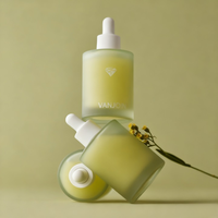 Flacons en verre vides pour cosmétiques à paroi épaisse, 30 ml, 1 oz, épaule plate, luxe, flacon compte-gouttes pour huile essentielle pour cheveux et visage, et emballage