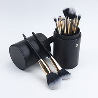 Vente en gros de maquillage personnalisé avec nom de marque imprimé, pinceaux de maquillage multicolores, cosmétiques, ensemble de 4 pièces, manche pour les revendeurs avec boîte de rangement