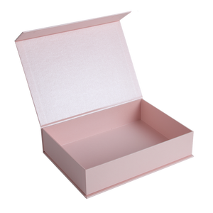 Roze op maat gemaakte logo-boekvormige opvouwbare magnetische cadeaukartonnen doos met matte laminatie en embossing voor gezichtscrème, oogcrème en cadeaus. - Product Image 1