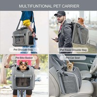 Sac à Dos Extensible et Pliable à 4 Portes Ouvertes avec Fenêtres en Maille pour Vélo, Panier de Voyage pour Chat et Chien