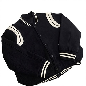 Veste universitaire noire pour homme, coupe classique, boutonnée sur le devant, avec rayures sur les manches, vêtement d'extérieur - Product Image 5