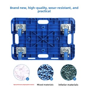Stackable Plastic <b>Platform</b> Cart Four-Wheel Blue Industrial Hand <b>Trolley</b> 60x40cm - Product Image 4