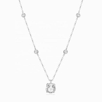 Collar de Plata de Ley 925 con Baño de Rodio, Certificado GRA, Moissanita de Corte Redondo de 2 Quilates, Color D, Joyería Fina de Lujo para Mujer