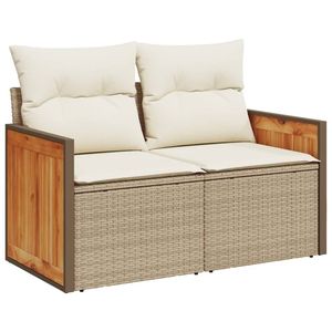 Ensemble de jardin en rotin PE beige avec structure en acier thermolaqué 100% polyester, élégant et mobilier de jardin - Product Image 3