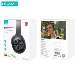 USAMS YX05 BT5.0 Earphone Nirkabel, Headphone Beatstudio Headset dengan Mikrofon dengan Port Pengisian Daya Tipe C