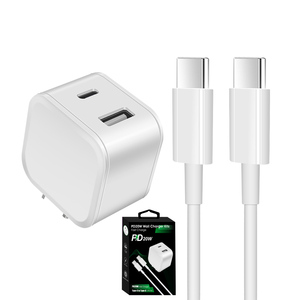 Mini USB C PD xách tay Power Adapter kép USB A + C PD20 Watts tường sạc và cáp USB C để C - Product Image 2