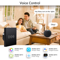 Bilihondim Zigbee 1 canal, variateur tactile noir avec panneau en verre, compatible Google Assistant, contrôle vocal sans fil et programmation