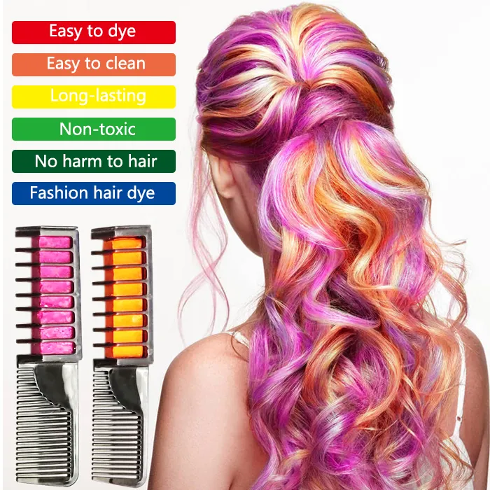 Washable 12 Colors Hair Dye Comb Set, Water-basierend Temporary Hair Chalk Comb