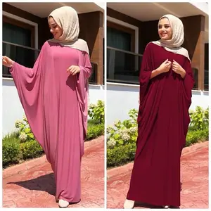 3218 Kuwii wholesale soft Jersey one piece prayer dress soild color muslim women islamic prayer dress khimar jilbabs for women