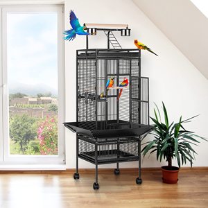 Grote Rollende Vogelkooi Met Voerschalen, Speeltrappen En Verwijderbaar Dienblad Veilig Voor Papegaaien En Kleine Vogels - Product Image 4