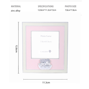 Cadre photo bébé en alliage de zinc Arche de Noé, rose, décoration de chambre d'enfant, cadeau de baptême, cadre photo 3 pouces, nouveau-né, fête prénatale, chambre d'enfant - Product Image 2