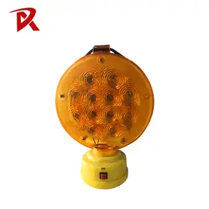 Yellow LED Rechargeable Warning Lamp with Small Base 12pcs LED Traffic Warning Lamp Amber Flashing Safety Lights