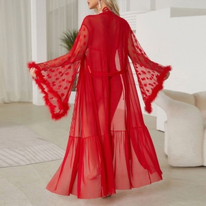 Pijama Cardigã de Seda Gelo 2026, Camisola Sexy e Robe Transparente - Product Image 4