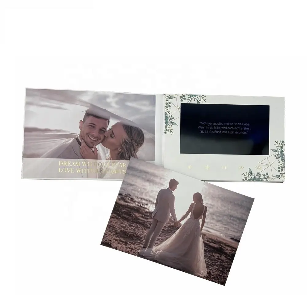 2022 Thank You E-Cards Lcd video greeting card/ video mailer/ video brochure custom Video Brochure wedding invitation Video box