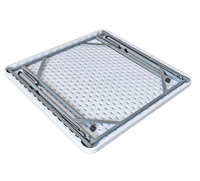 Einfacher Quadratischer Klappbarer Plastiktisch mit Metallrahmen-Beinen, Haushalt-Esstisch Tragbarer Outdoor Quadratischer Klapptisch für Camping
