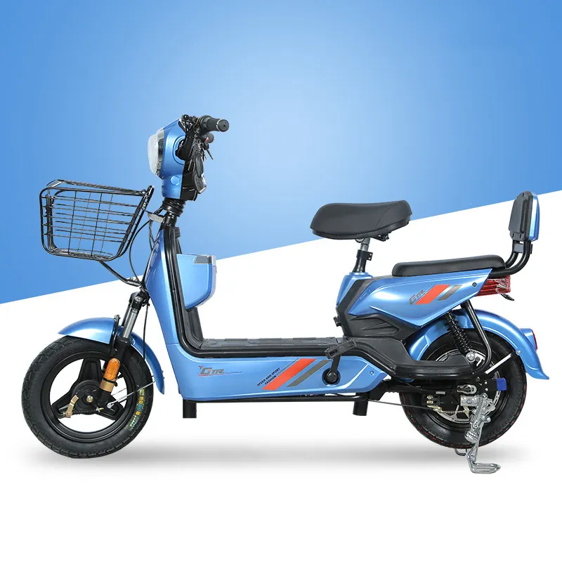 Bicicleta eléctrica barata para montar, ciclomotor con batería de 48V y 12Ah, con asiento para 2 personas, alta velocidad, 350W, 48V, ciclomotores con batería de plomo y ácido