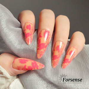 เล็บ<span class=keywords><strong>ปลอม</strong></span>ลายกรา<span class=keywords><strong>ฟิ</strong></span>กสไตล์ญี่ปุ่นสำหรับผู้หญิงเล็บ<span class=keywords><strong>ปลอม</strong></span>ลายดอกไม้สีชมพูสวยสง่าดีไซน์ตามต้องการ - Product Image 3