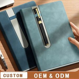 2025 Customized Hardcover Leather Notebook Journal Built-In <b>Pen</b> Slot Thread Sewing Bound 80 Sheets A5 Size for Promotion Use - Product Image 2
