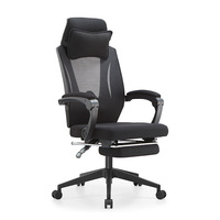 Chaise de bureau ergonomique moderne à dossier haut en maille avec repose-pieds, support lombaire, accoudoirs fixes, inclinable, pour gaming et ordinateur