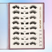 Lot de 2 paires de faux cils demi-bande, en poils synthétiques imitation vison, volume 3D, naturels, épais, sans cruauté animale