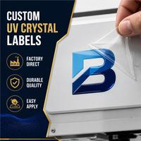 Autocollants 3D personnalisés pour équipements de machinerie, logo en cristal, transfert UV, imperméables, résistants à l'huile, en PET, étiquettes d'emballage anti-rayures