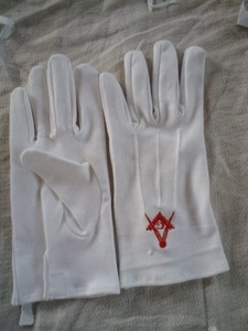 Guantes masónicos de algodón unisex con diseño de brújula cuadrada, guantes de seguridad personalizados de muy alta calidad - Product Image 5
