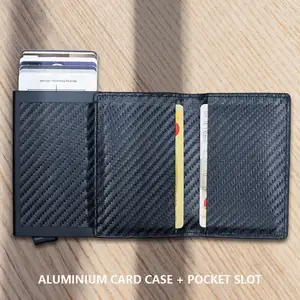 Тонкий мужской бумажник из углеродного волокна airtag Pop up