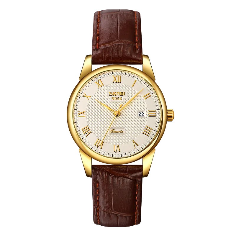 Skmei 9058 Classic Gold Dress Watch for women with Date Calendar Business Casual Waterproof Quartz Watch