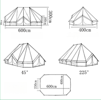 Grande Tente Cloche Empereur de Luxe Extérieure, Imperméable en Toile de Coton, pour Camping, Hôtel, Glamping, Festival ou Événement, pour 10 à 12 Personnes